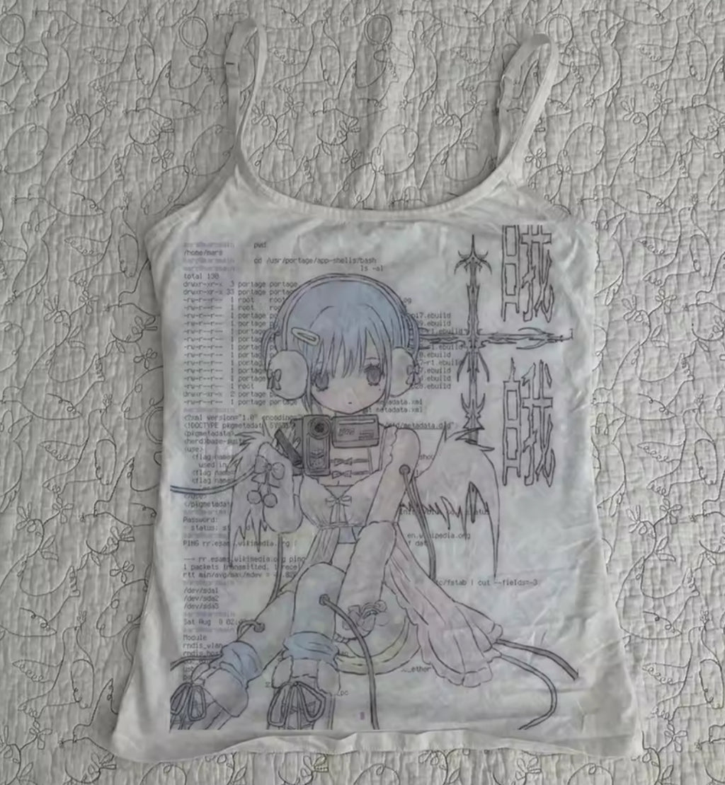 Y2K Grunge Ribbed Crop Tank