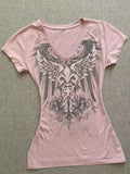 Baby Pink Y2K V-Neck Tee