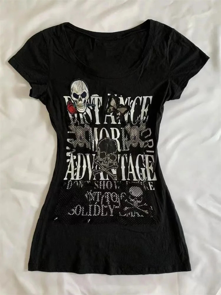 Midnight Skull Y2K Shirt