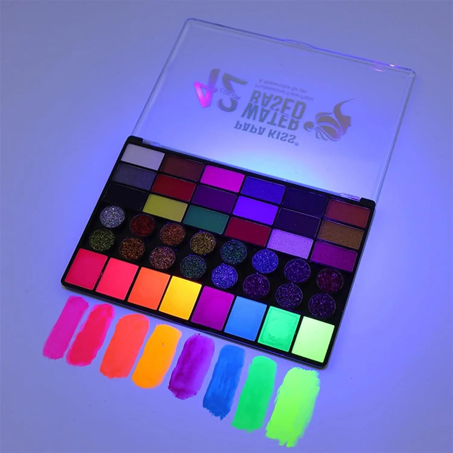 42-Color UV Neon Face & Body Paint Palette (Water-Based)