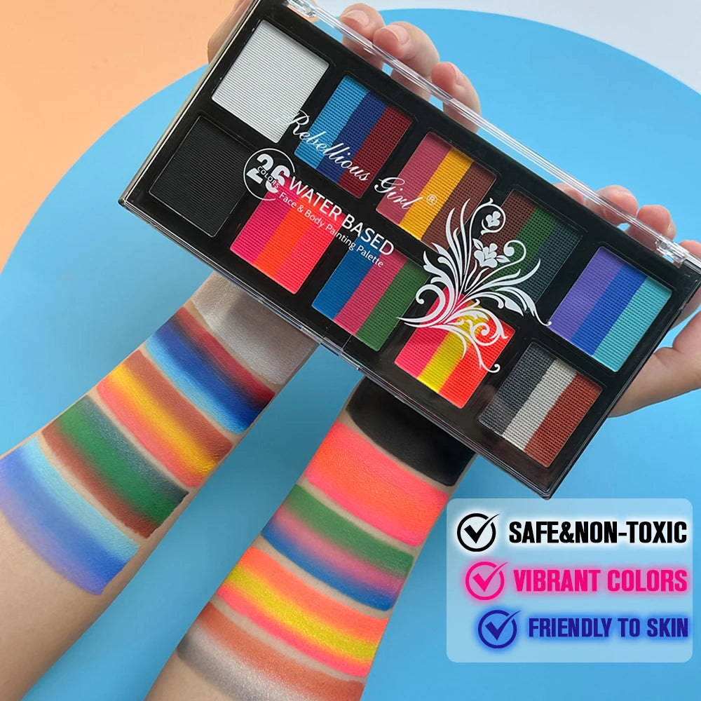 10 Multi Colour Water-Based Face and Body Paint (Pallette)