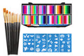 12-Grid Face & Body Painting Set – Water-Soluble Rainbow Palette Kit with Brushes  & Stencils (1)
